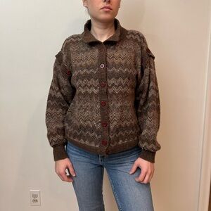 VTG ORIGINAL WORKSHOP chocolate brown button down cardigan/ vest sz M/L 90s